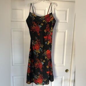 Sara Michelle Black Dress with Red and Yellow Floral Design